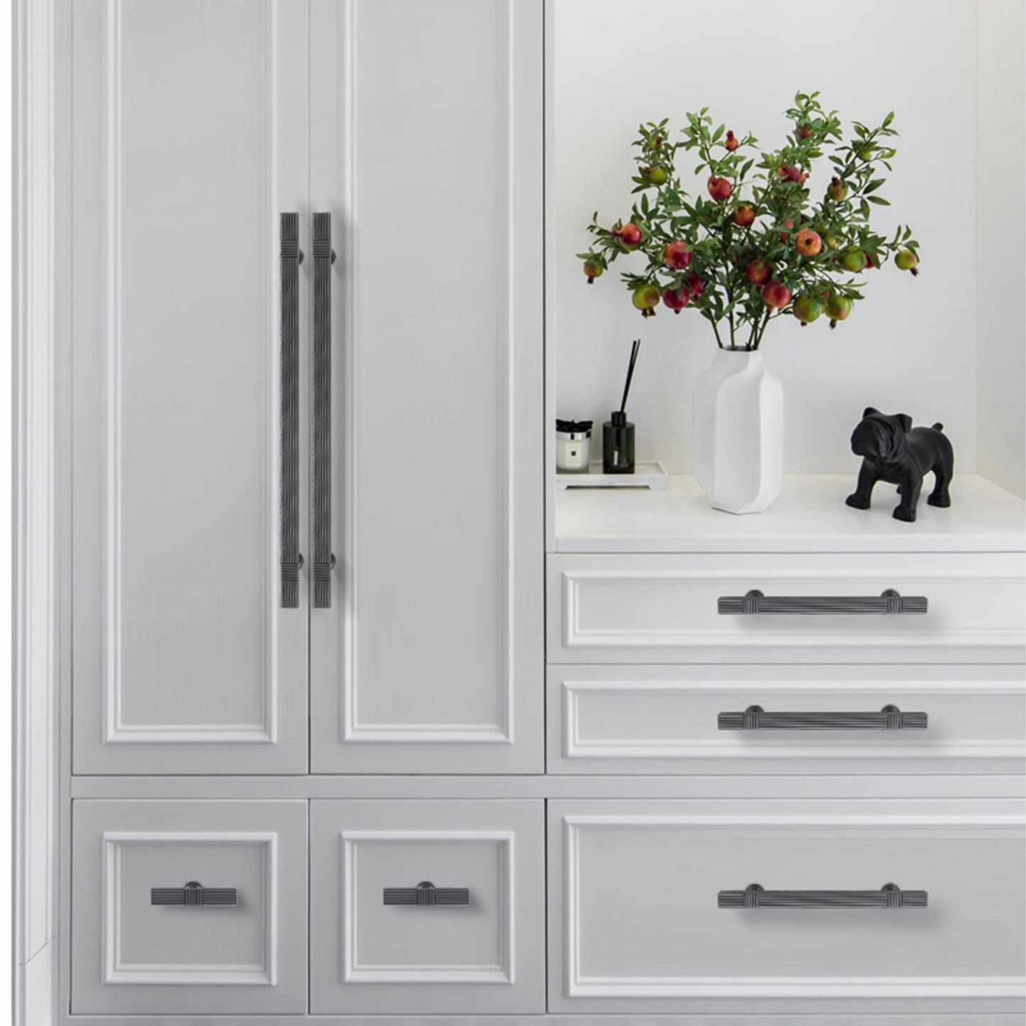 Modern Solid Thickened Zinc Alloy Square Stripe Cabinet and Drawer Handles