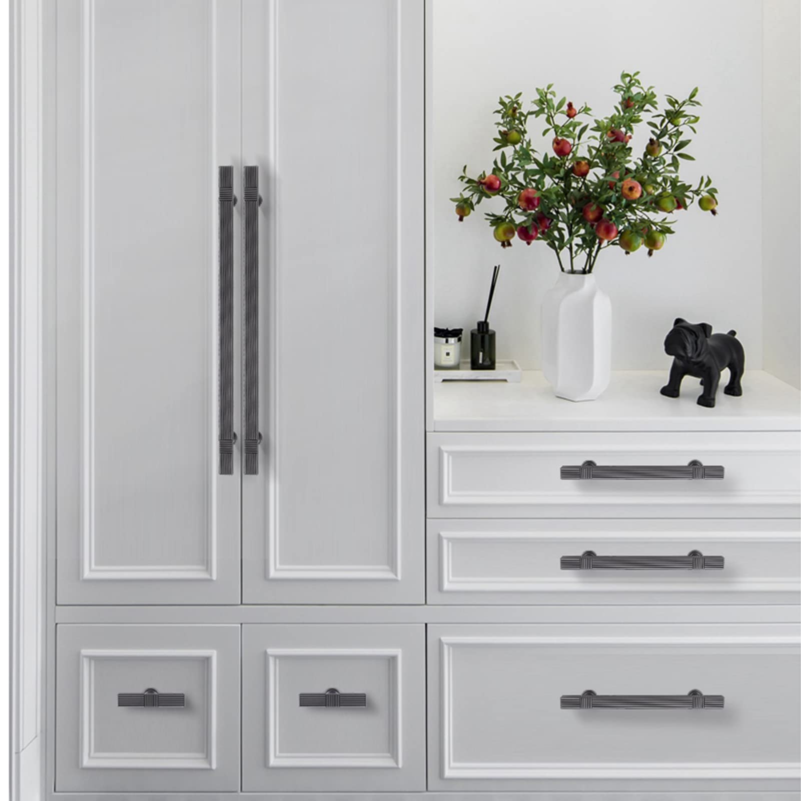 Modern Solid Thickened Zinc Alloy Square Stripe Cabinet and Drawer Handles
