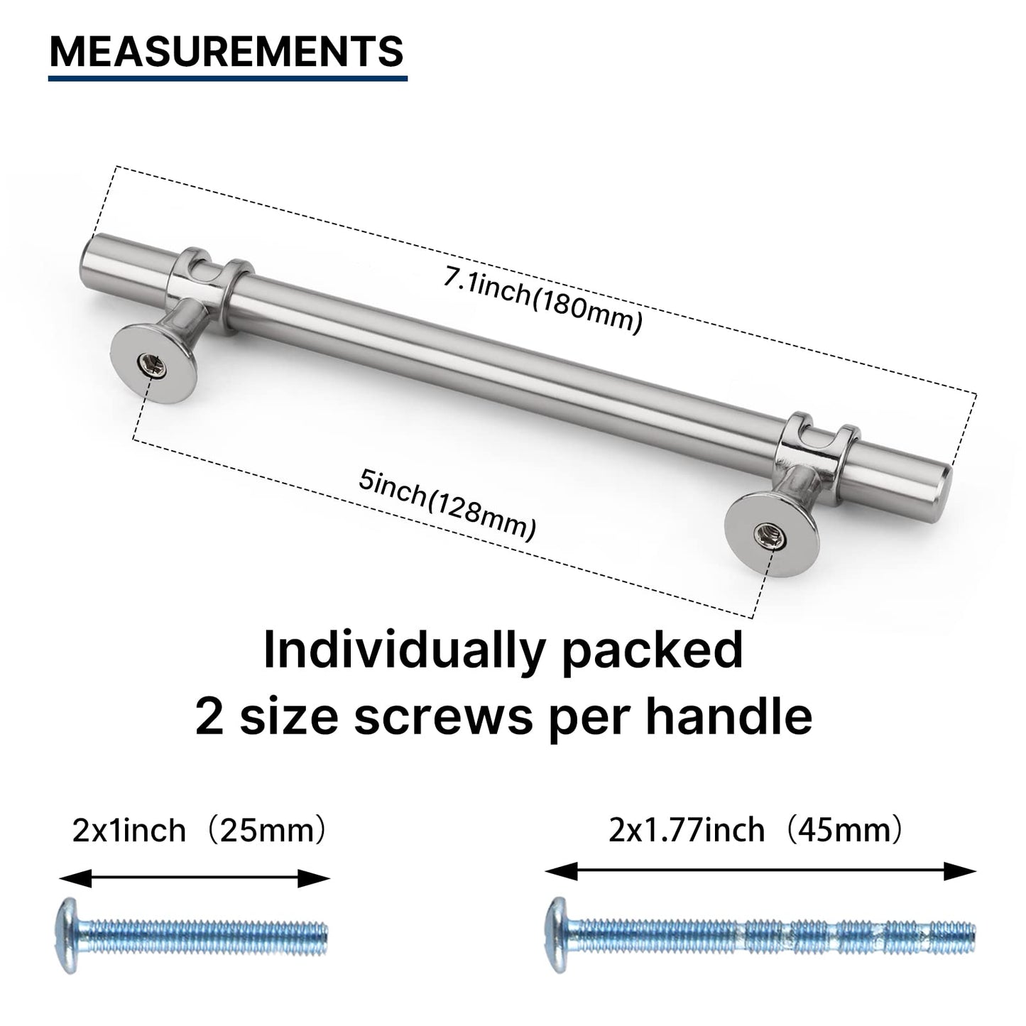 Brushed Nickel & Black Cabinet Pulls Solid Modern Drawer Pulls