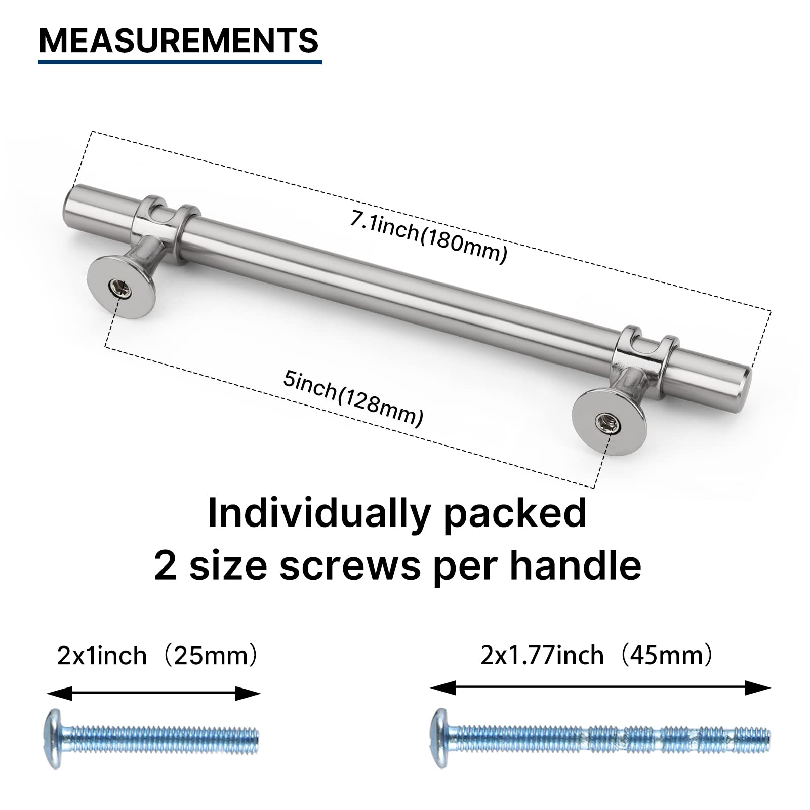Brushed Nickel & Black Cabinet Pulls Solid Modern Drawer Pulls