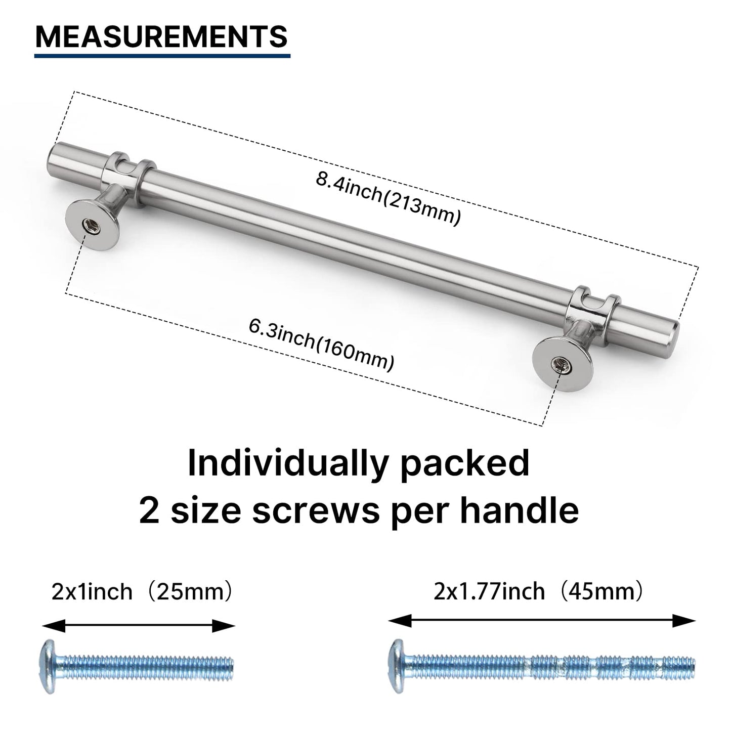 Brushed Nickel & Black Cabinet Pulls Solid Modern Drawer Pulls