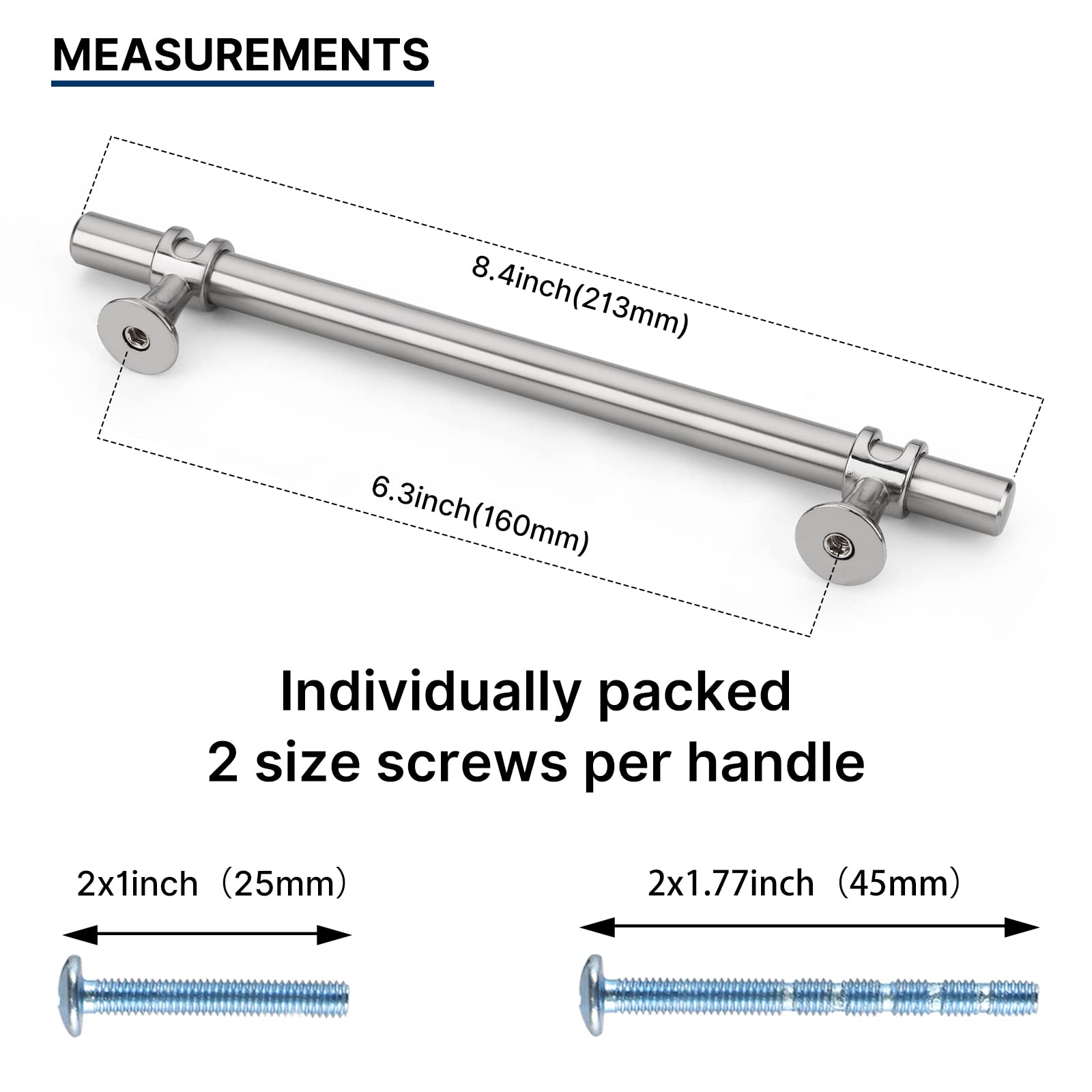 Brushed Nickel & Black Cabinet Pulls Solid Modern Drawer Pulls