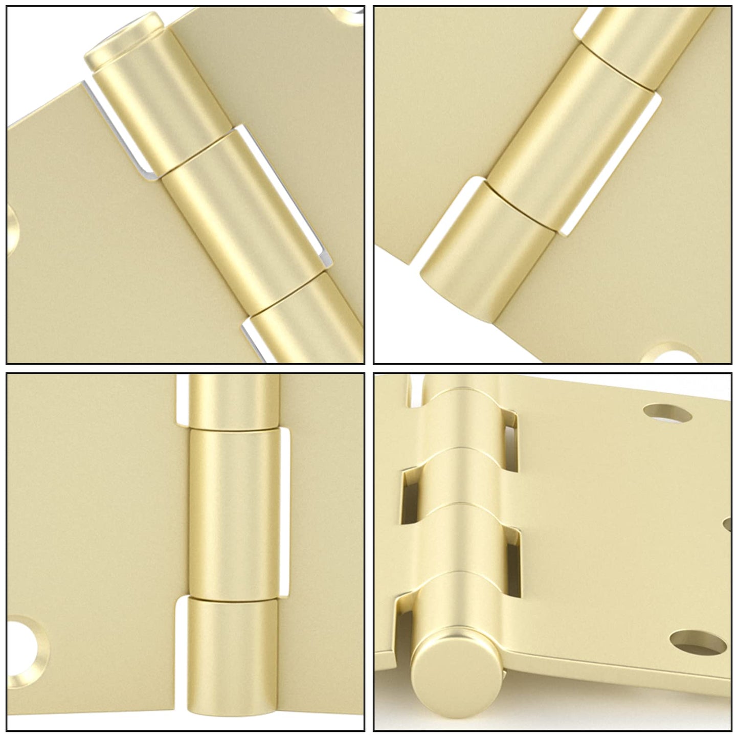 Brushed Gold 3-1/2'' with 1/4'' Radius Corners Interior Door Hinges