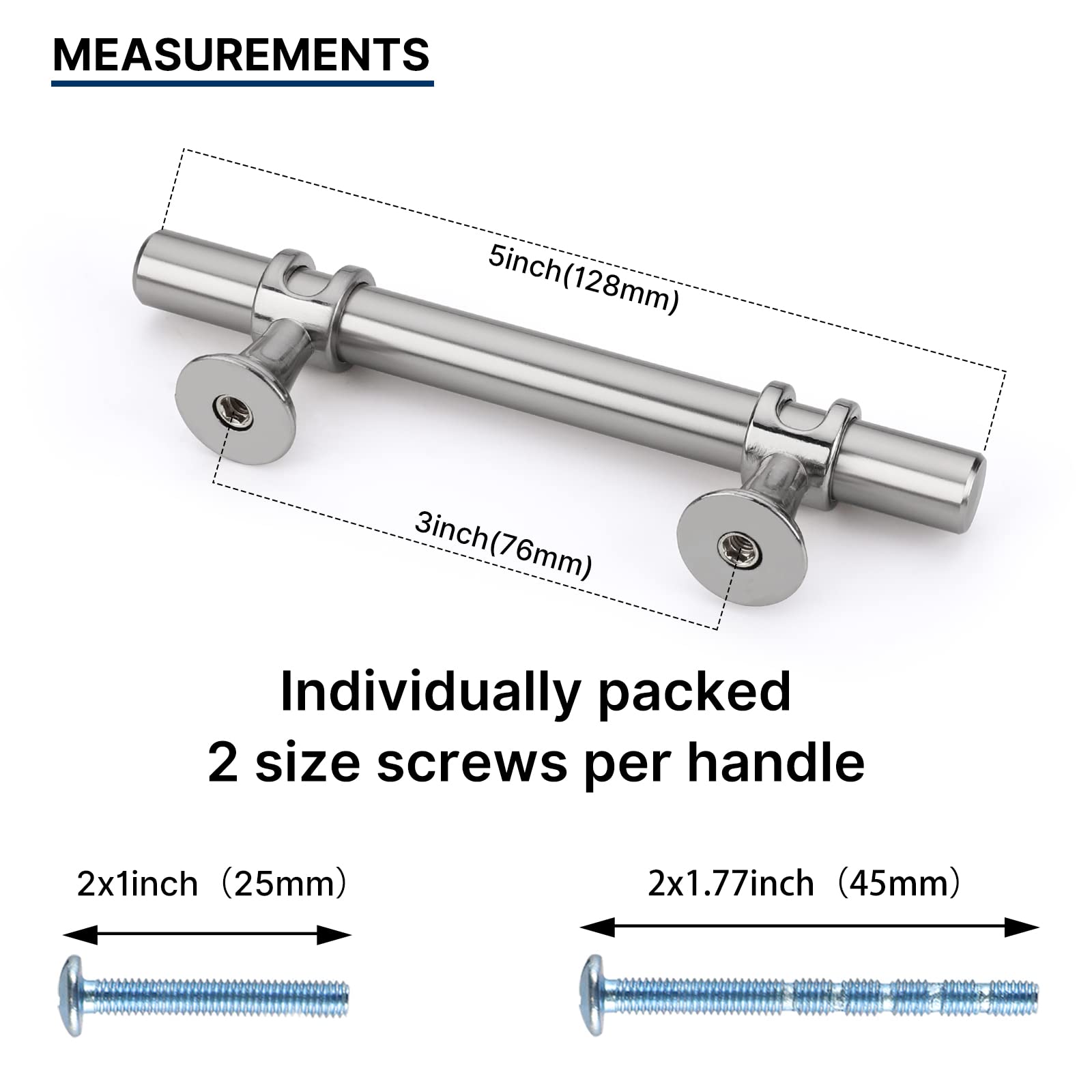Brushed Nickel & Black Cabinet Pulls Solid Modern Drawer Pulls