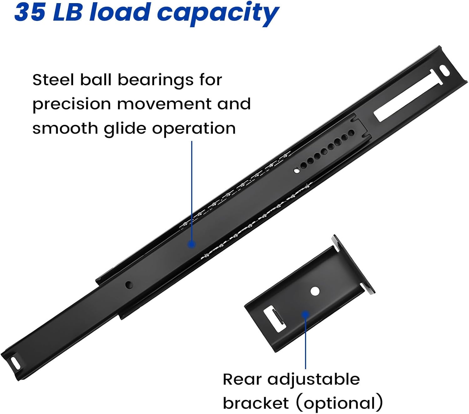 LONTAN Black Heavy Duty Center Mount Drawer Slides – 3/4 Extension