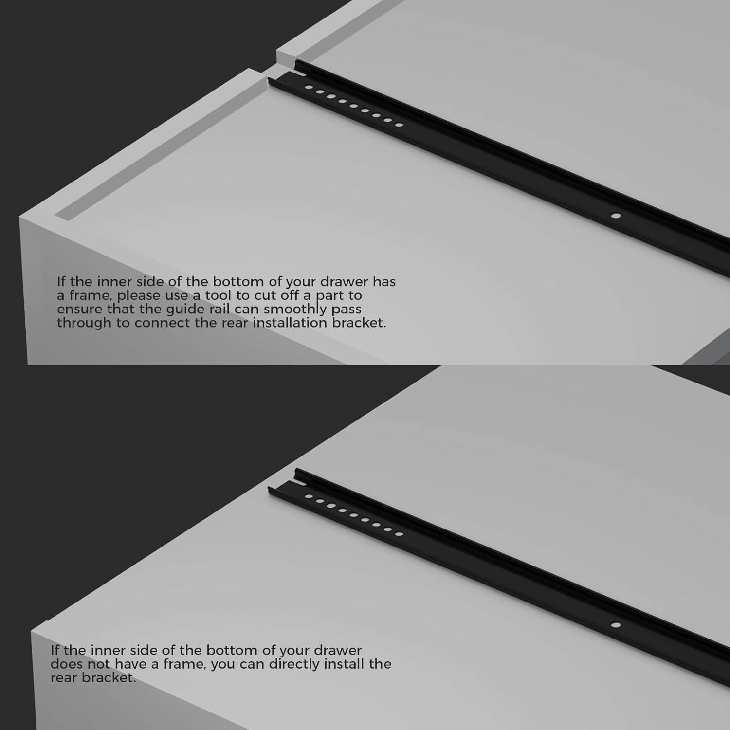 LONTAN Black Heavy Duty Center Mount Drawer Slides – 3/4 Extension