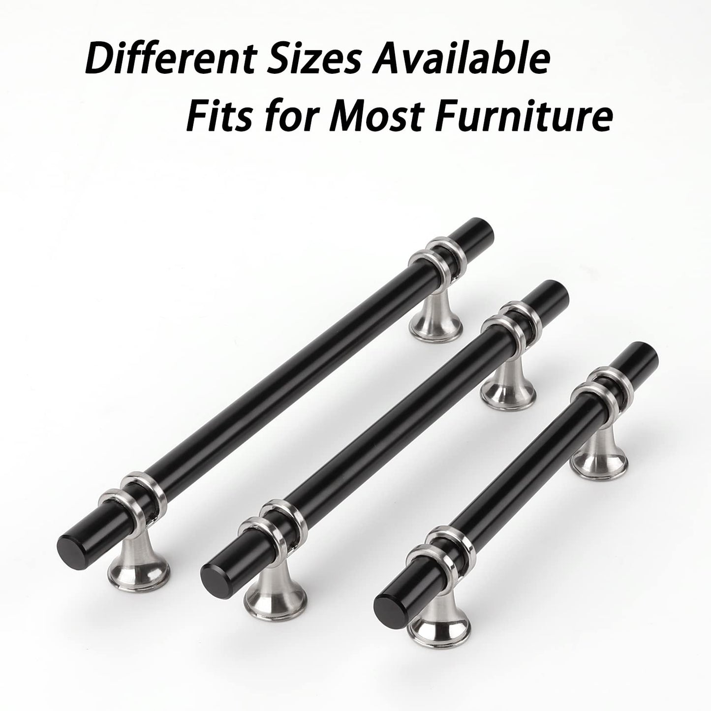 Brushed Nickel & Black Cabinet Pulls Solid Modern Drawer Pulls