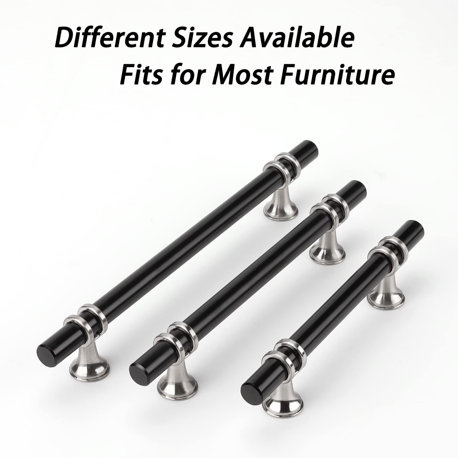 Brushed Nickel & Black Cabinet Pulls Solid Modern Drawer Pulls