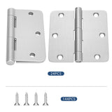 Brushed Nickel 3.5 inch with 1/4 Radius Corners Hinges for Doors Interior
