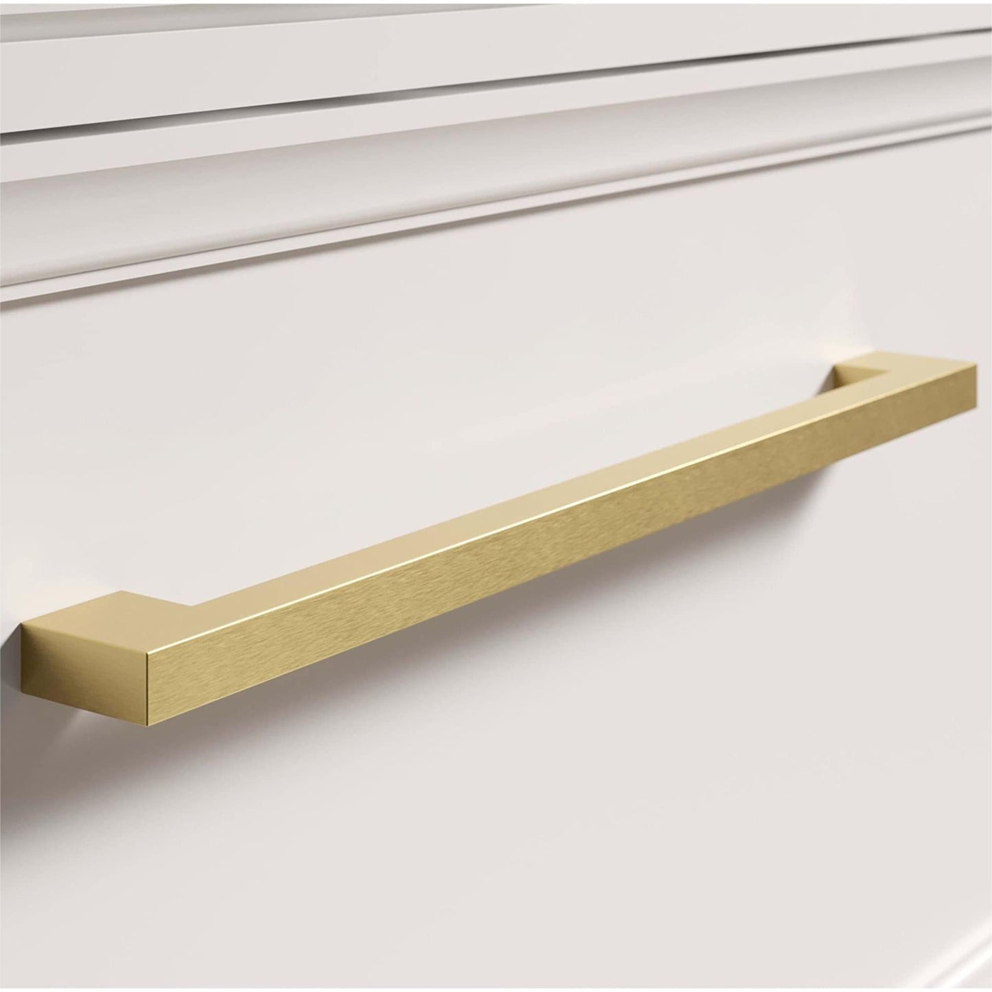 Brushed Brass Kitchen Handles Square Drawer Pulls