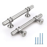 Brushed Nickel & Black Cabinet Pulls Solid Modern Drawer Pulls
