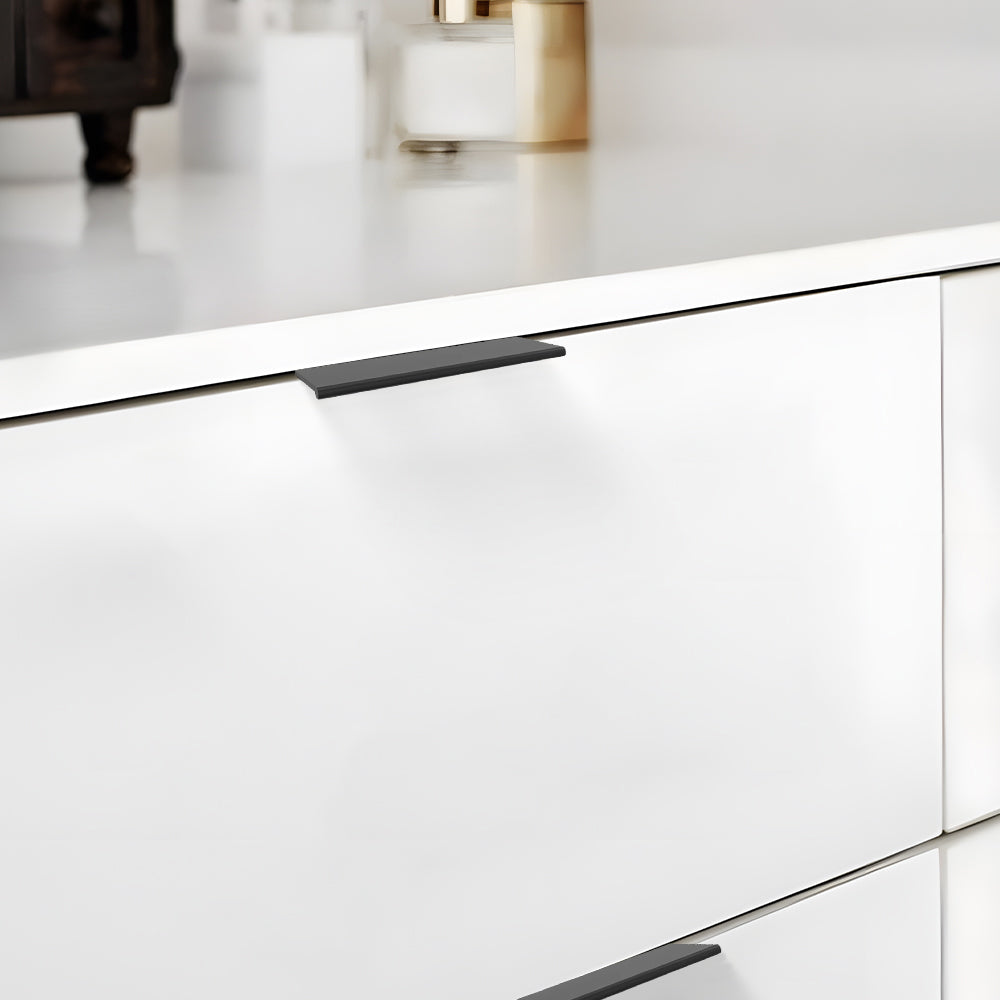 Black Kitchen Cabinet Drawer Edge Finger Pulls
