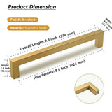 Brushed Brass Kitchen Handles Square Drawer Pulls