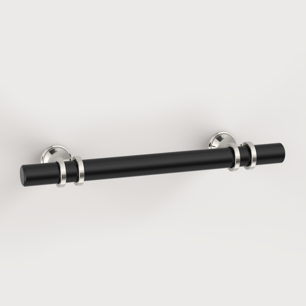 Brushed Nickel & Black Cabinet Pulls Solid Modern Drawer Pulls