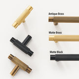 Brass Knurled T-Bar Cabinet Drawer Handles