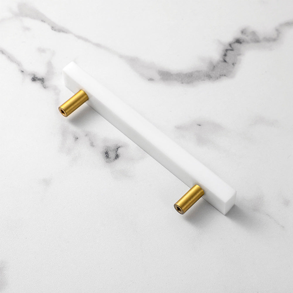 Nordic Light Luxury Marble Brass Square Cabinet Handles