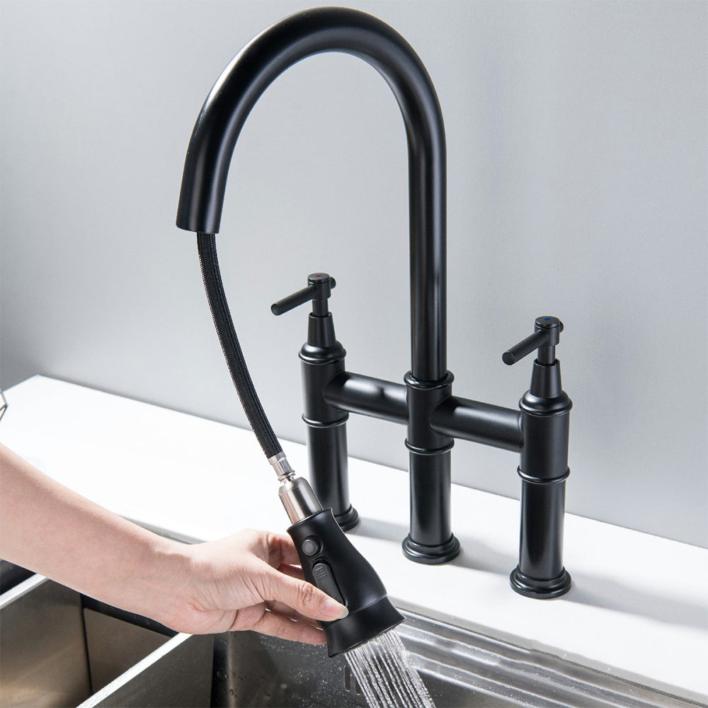 Three-hole Kitchen Sink Universal Pull-out Faucet