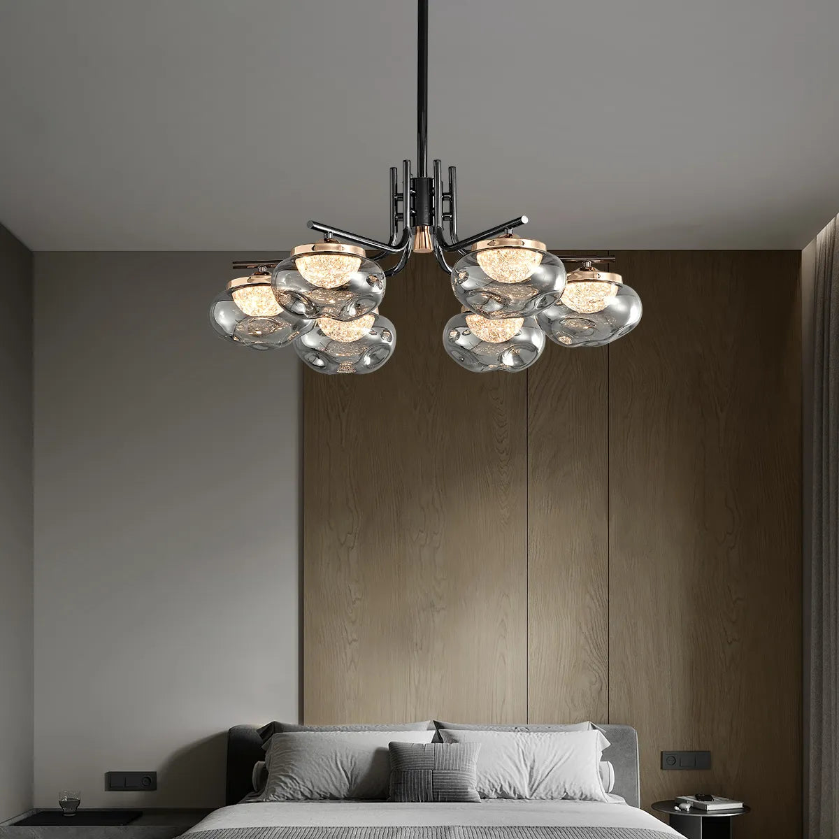 Smoked glass round pendant lamp