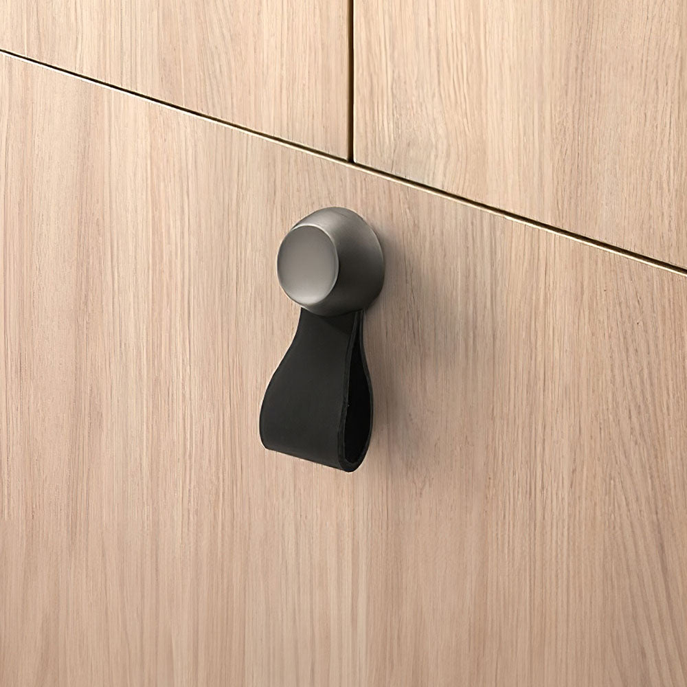 Modern Zinc Alloy Leather Cabinet Drawer Handles and Knobs