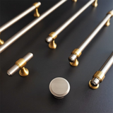 Brown & Silver Modern Brass Cabinet Drawer Handles