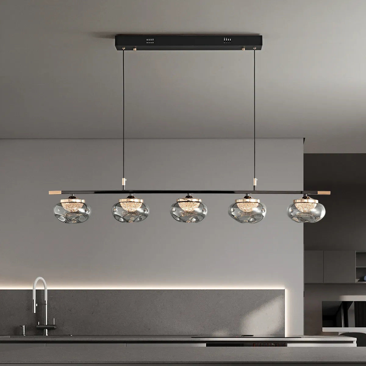 Smoked glass chandelier