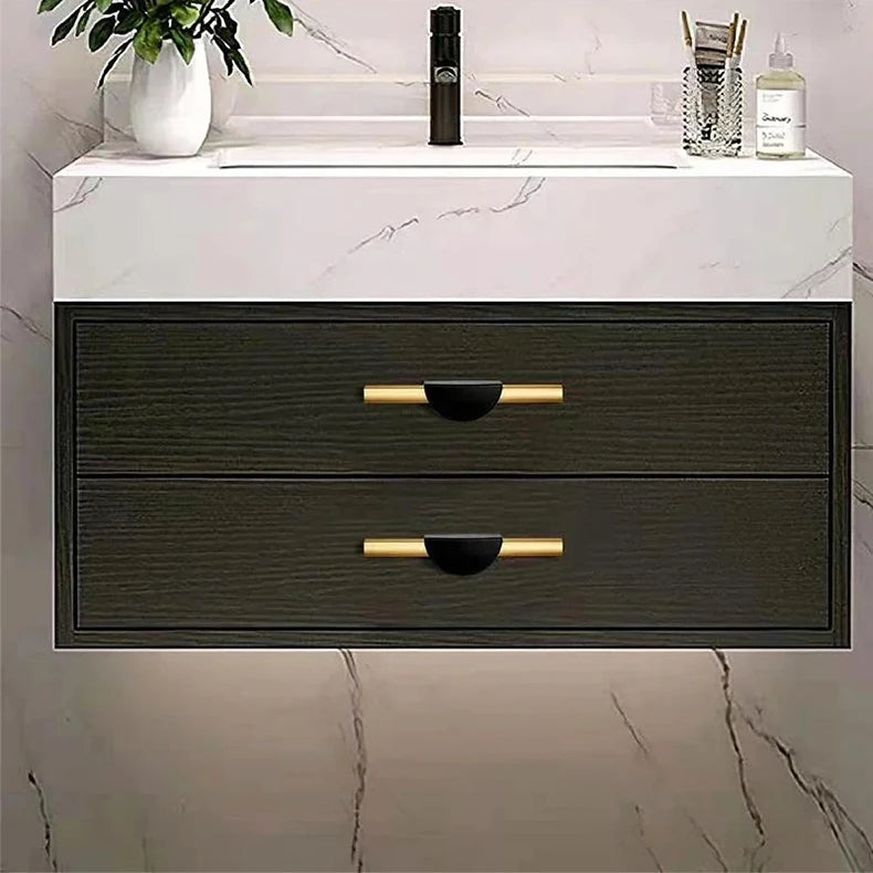 Gold & Black Semicircle Wardrobe Pulls Dresser Drawer Handles