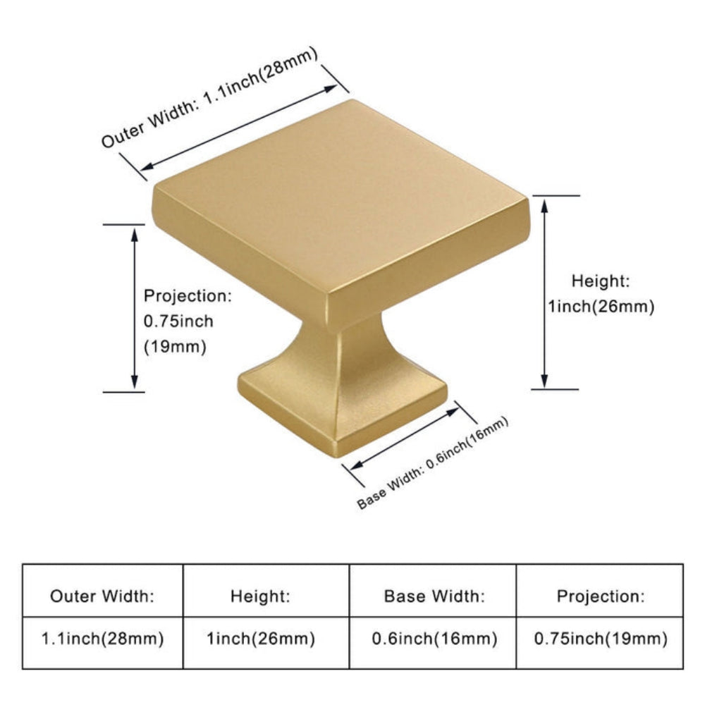 Square Zinc Alloy Kitchen Cabinet Knobs