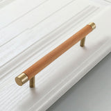 Wooden Brushed Brass Handles for Furniture Cabinet Cupboard Door