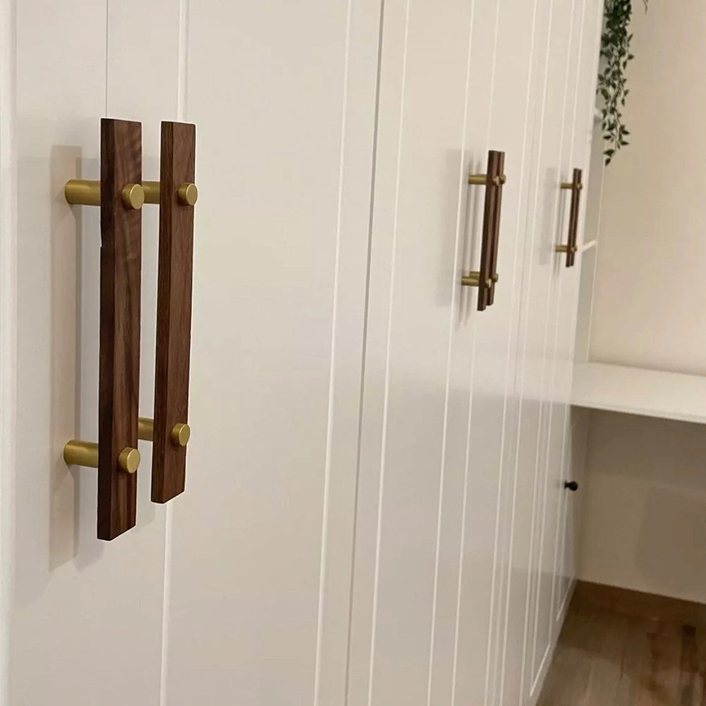 Stylish and Durable Walnut Brass Cabinet Handles