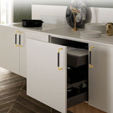 Polished Brass and Leather Cabinet Handles