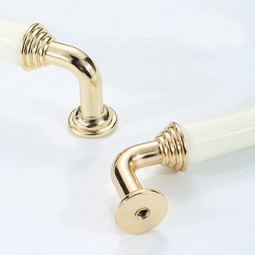 Light Luxury Gold White Creamic Kitchen Door Handles