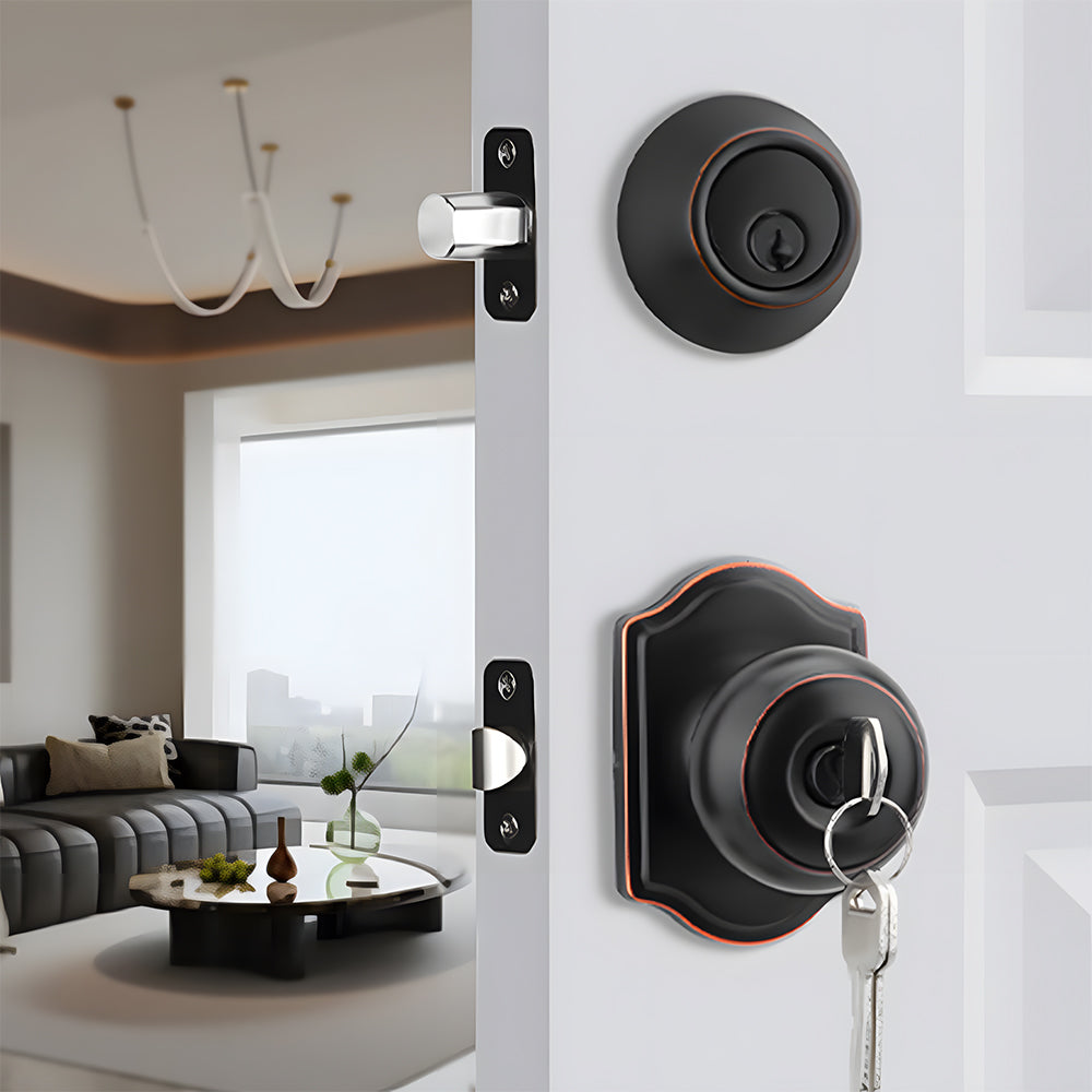 Keyed Entry Front Door Knob Set with Deadbolt