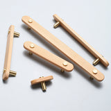 Rustic Long Beech Finish Wooden Drawer Pulls