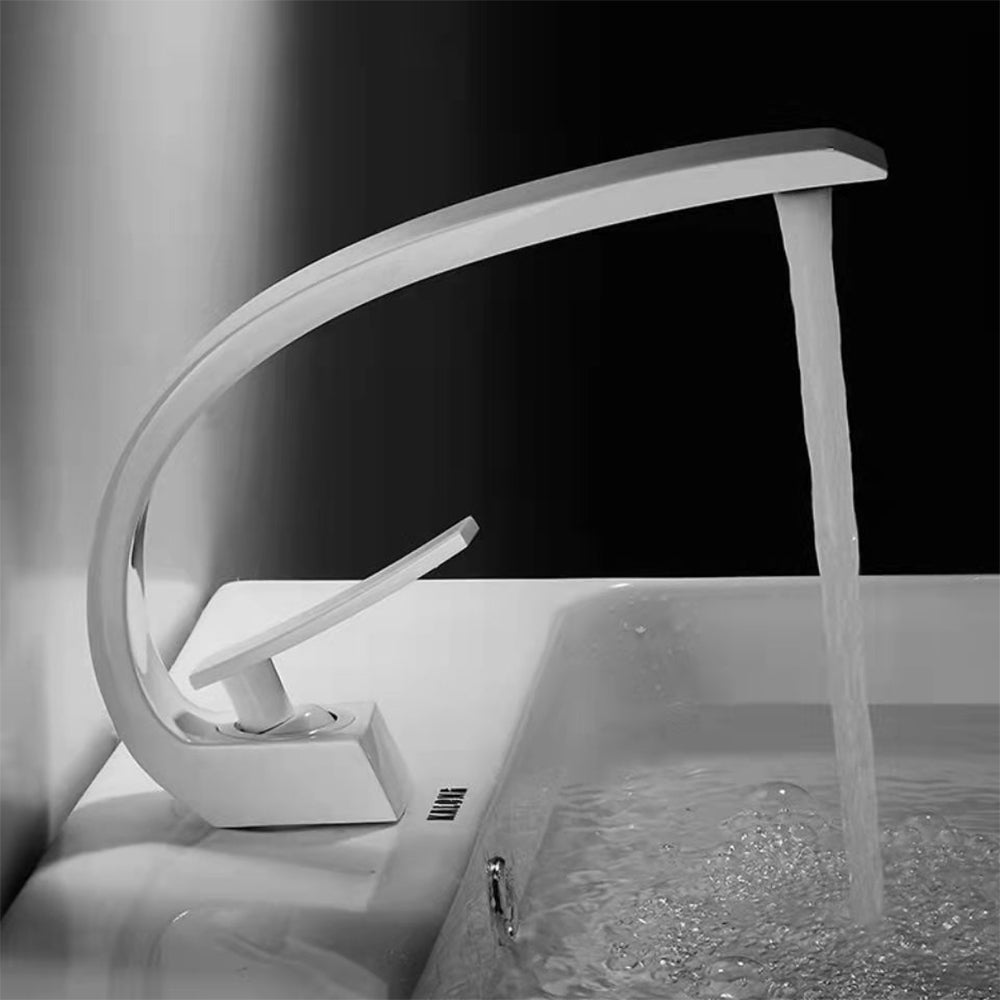 Single Handle Waterfall Arc Bathroom Sink Faucet