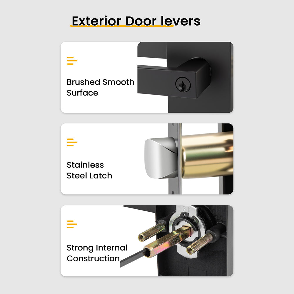 Square Contemporary Entry Door Handleset with Deadbolt