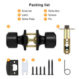 Black Simple Round Passage Door Knob for Hallway