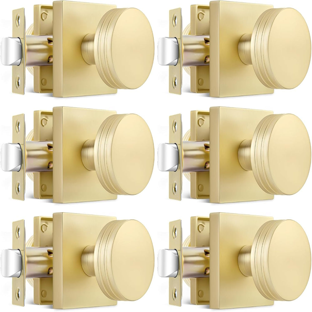 6 Pack Gold Interior Passage Door Knobs for Hallway Kitchen