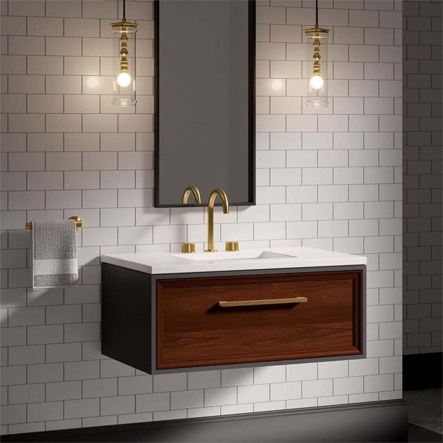Brushed Brass Kitchen Handles Square Drawer Pulls