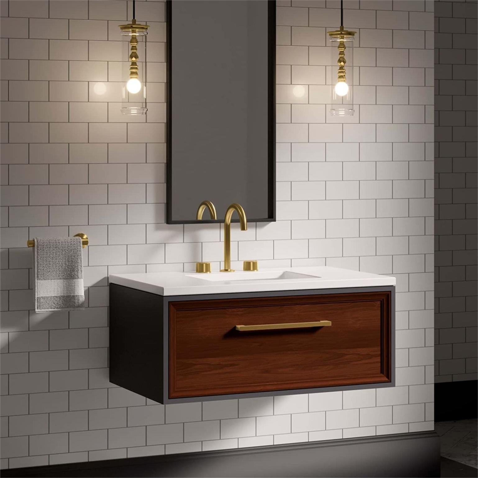 Brushed Brass Kitchen Handles Square Drawer Pulls