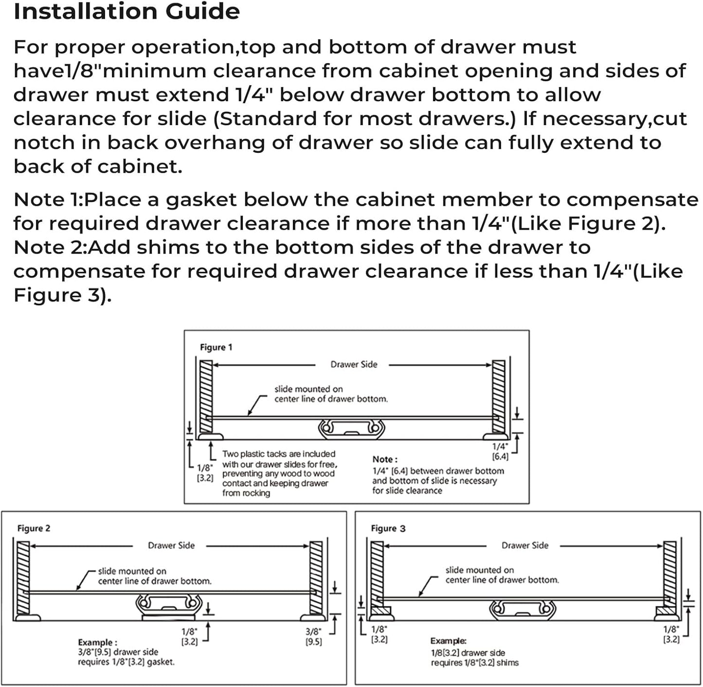 LONTAN Black Heavy Duty Center Mount Drawer Slides – 3/4 Extension