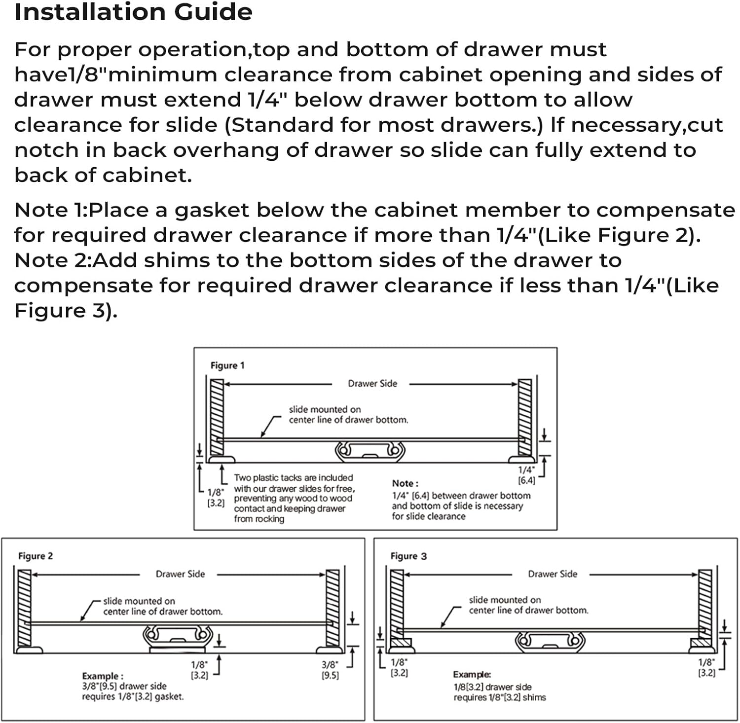 LONTAN Black Heavy Duty Center Mount Drawer Slides – 3/4 Extension