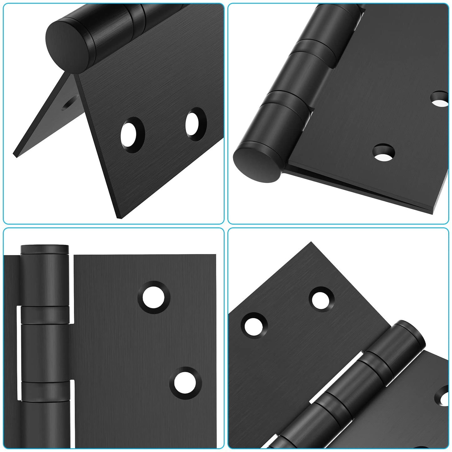 Matte Black 4in x 4in Ball Bearing with Square Corners Door Hinges for Exterior Doors