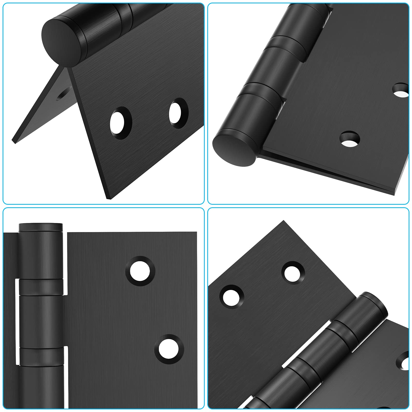 Matte Black 4in x 4in Ball Bearing with Square Corners Door Hinges for Exterior Doors
