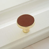 Stylish Gold Brown Leather Kitchen Cabinet Handles