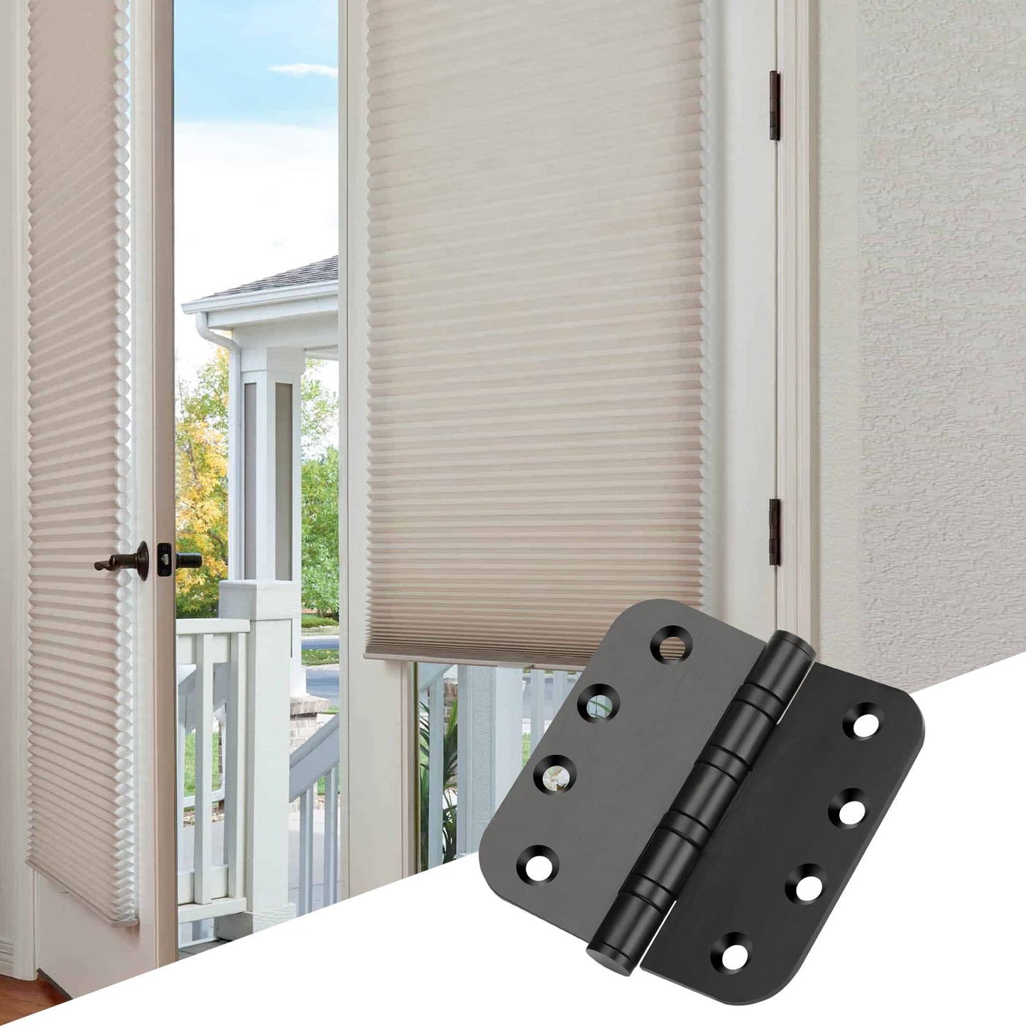 Stainless Steel Black Ball Bearing 4'' with 5/8'' Radius Corners Door Hinges for Heavy-Duty Door