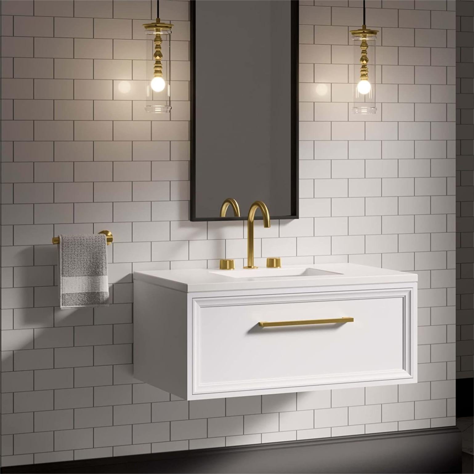 Brushed Brass Kitchen Handles Square Drawer Pulls