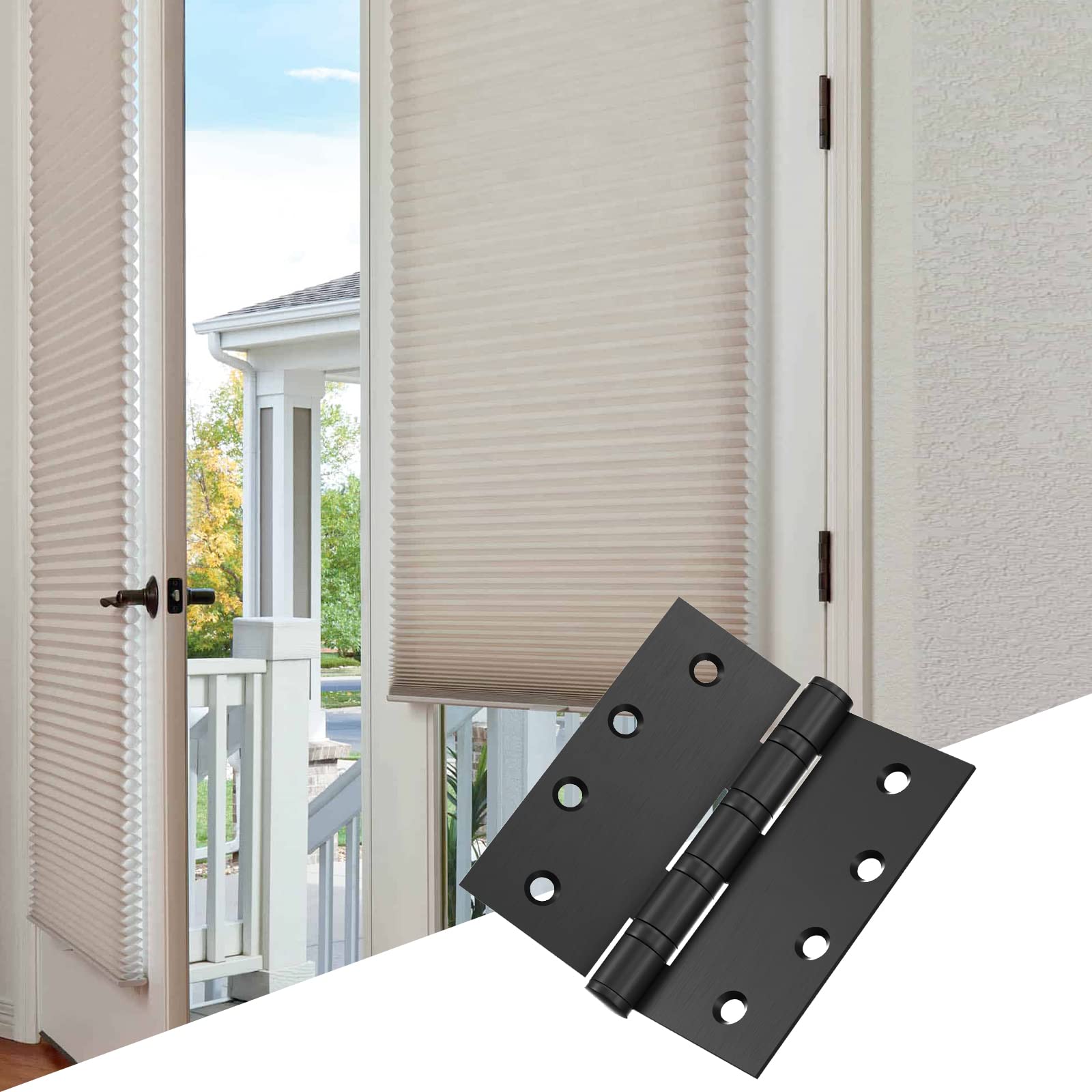 Matte Black 4in x 4in Ball Bearing with Square Corners Door Hinges for Exterior Doors