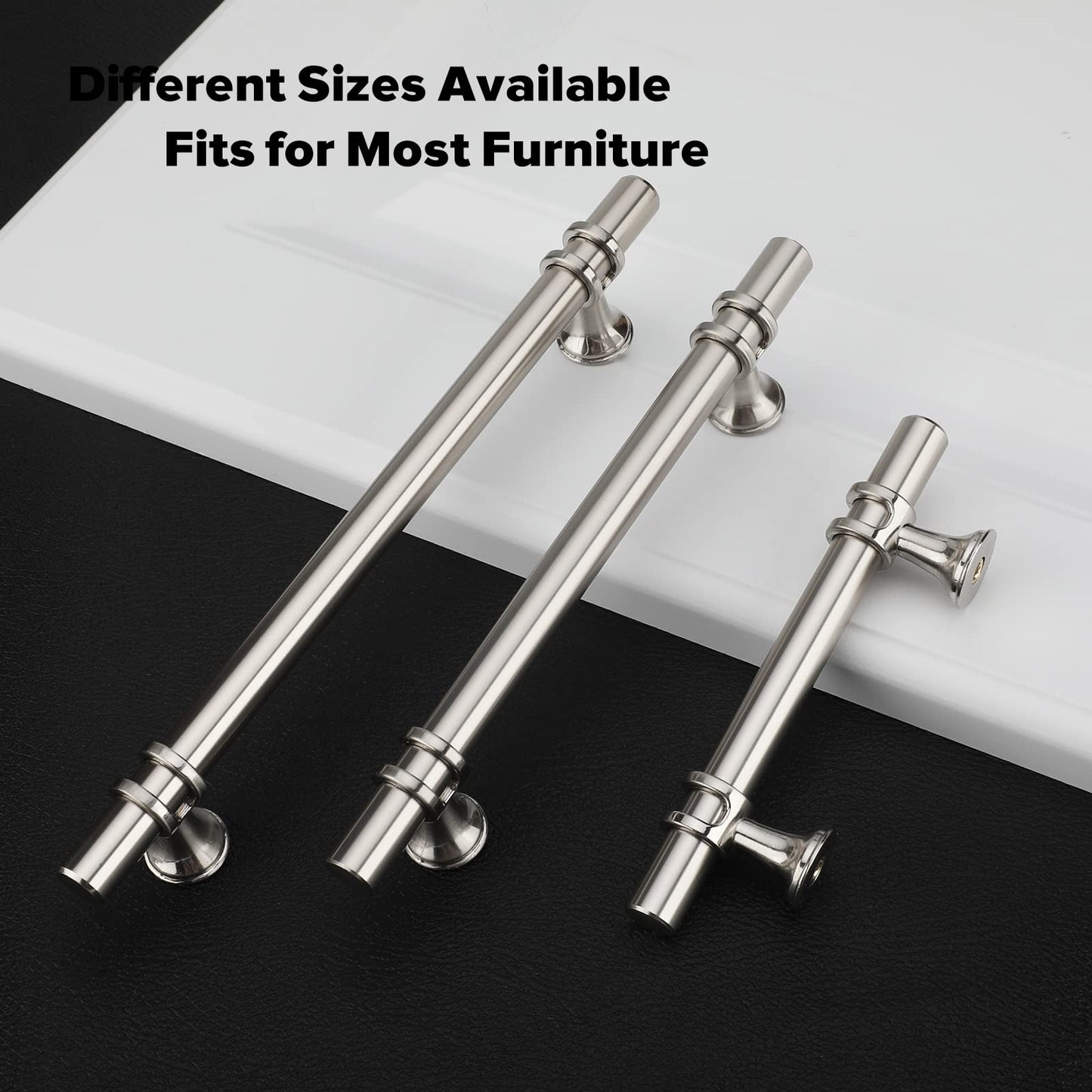 Brushed Nickel & Black Cabinet Pulls Solid Modern Drawer Pulls