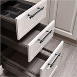 Brushed Nickel & Black Cabinet Pulls Solid Modern Drawer Pulls