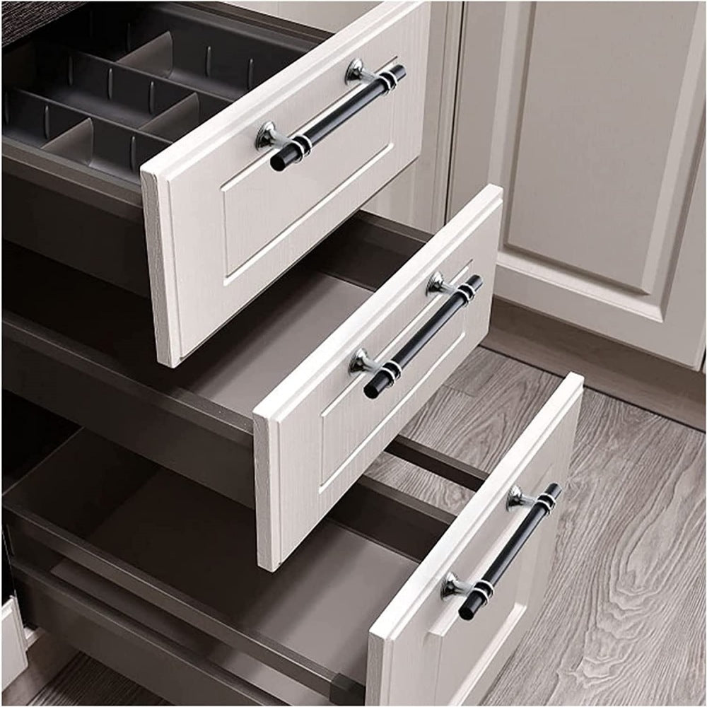 Brushed Nickel & Black Cabinet Pulls Solid Modern Drawer Pulls